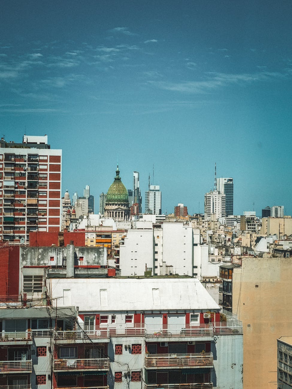 Aerial view of the Buenos Aires skyline with high-rise residential buildings